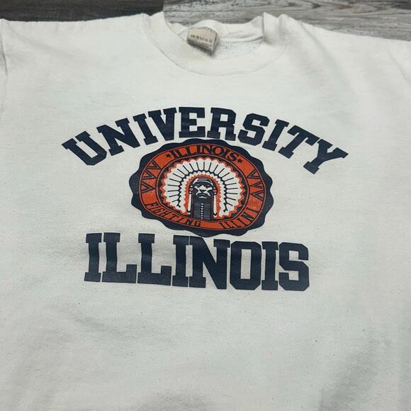 Vintage 80s University of Illinios Fruit Of The Loom Mens M Crewneck Sweatshirt - Picture 10 of 11